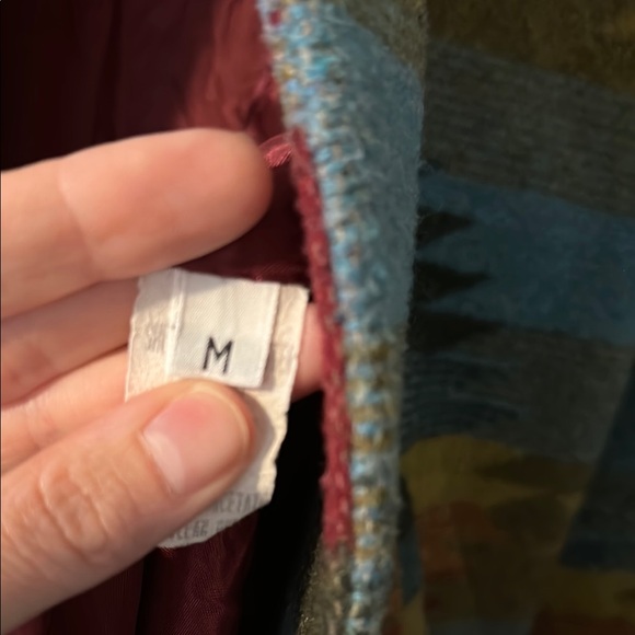 Braetan Maroon, Blue, Yellow Tribal patterned wool coat - Picture 8 of 8